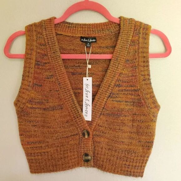 NEW For Love & Lemons Helena Sweater Vest Crop Top Size M Medium - Picture 5 of 8